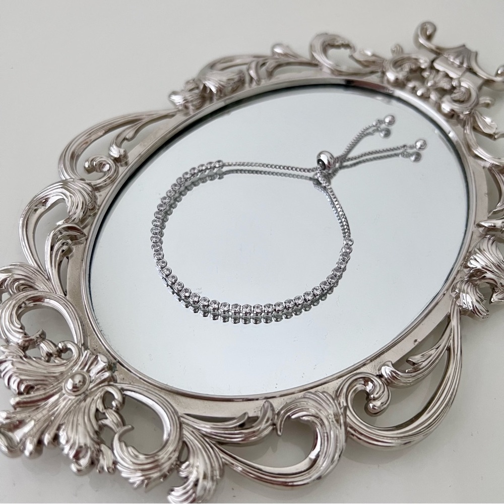 New Silver Mini Rhinestone Adjustable Bracelet - Picture 2 of 3